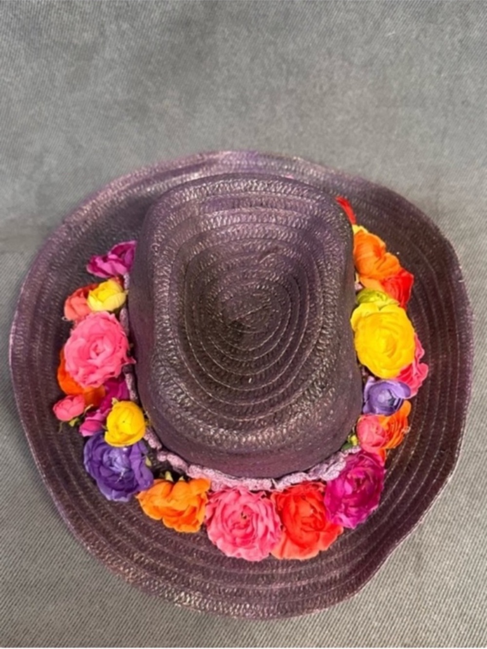 Vintage cowboy hat flowers floral purple western